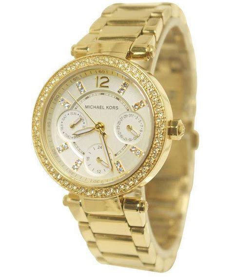 New Michael Kors Mini Parker MK6056 Champagne Glitz Dial 